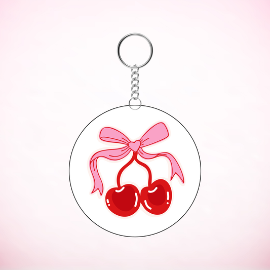 Cherry Coquette Round Keychain UVDTF Decal