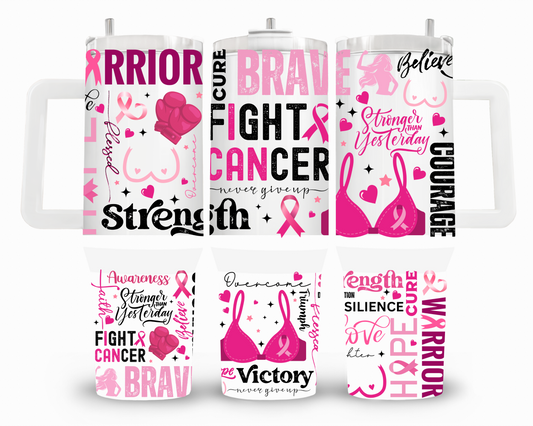 Breast Cancer Warrior 40oz UVDTF Wrap