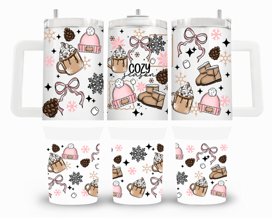 Cozy Season Pink Coquette 40oz UVDTF Wrap