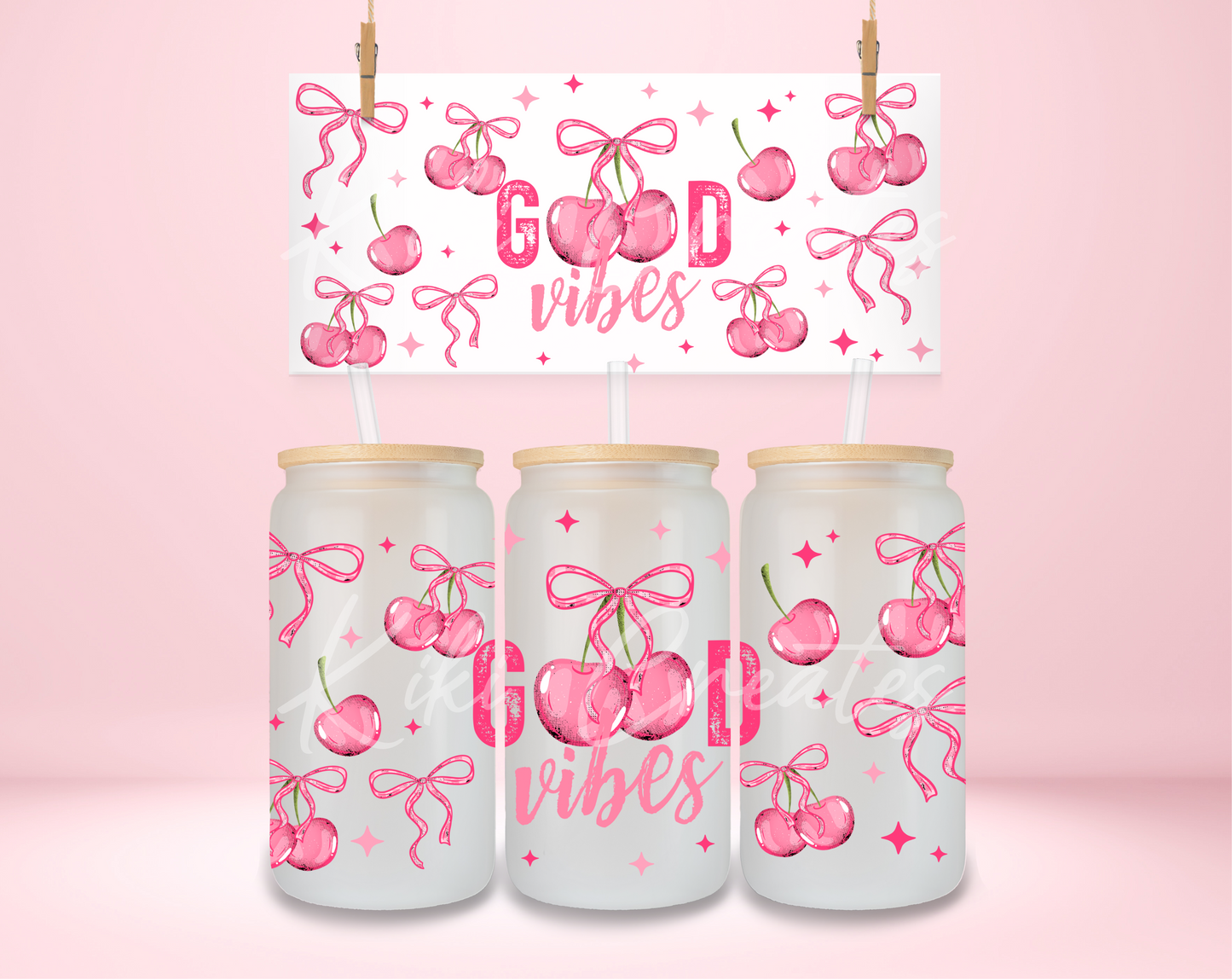 Good Vibes Pink Cherries UVDTF Wrap