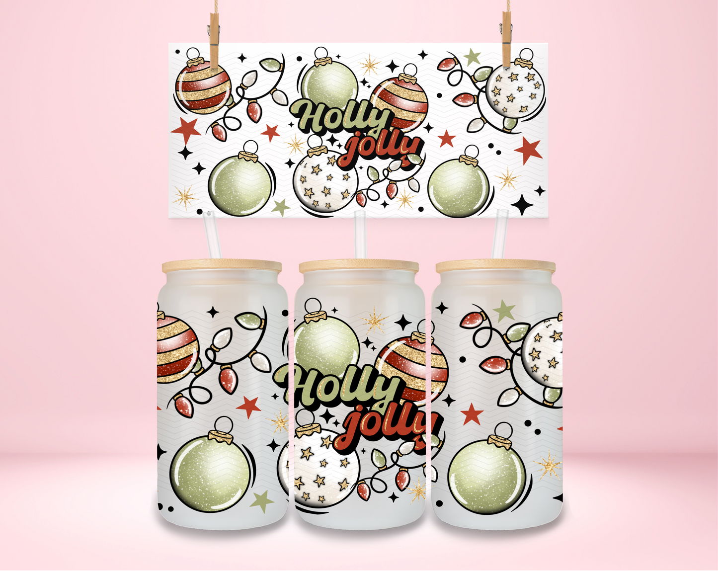 Holly Jolly Ornaments UVDTF Wrap