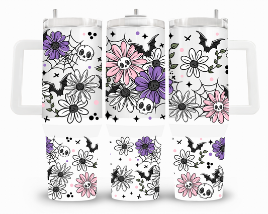 Floral Skulls 40oz UVDTF Wrap