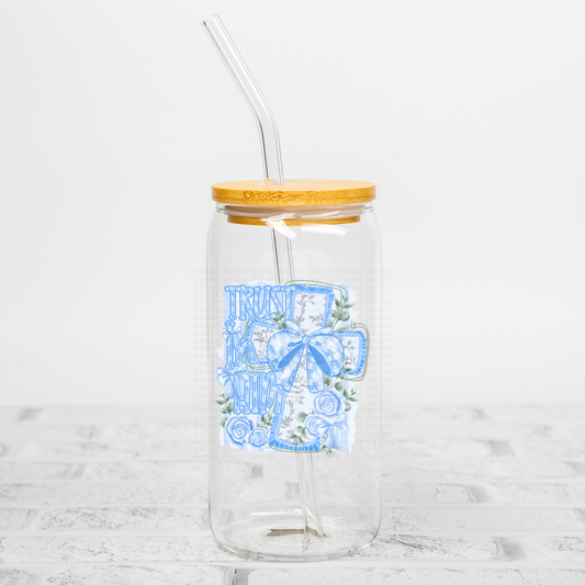 Trust In Him Blue Floral UVDTF Decal