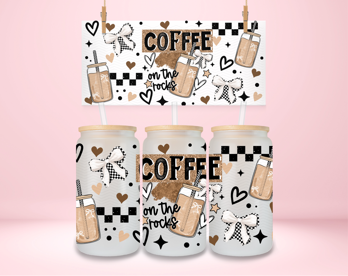 Coffee on The Rocks Checkered UVDTF Wrap