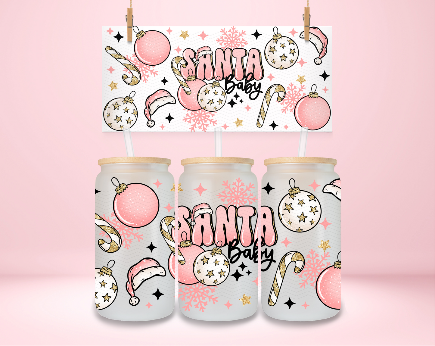 Pink Santa Baby UVDTF Wrap