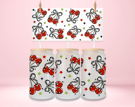 Checkered Bow Cherries UVDTF Wrap