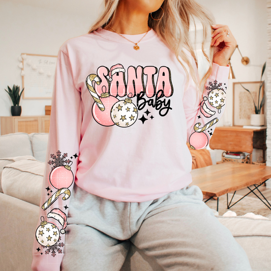 Pink Santa Baby W/Sleeves DTF