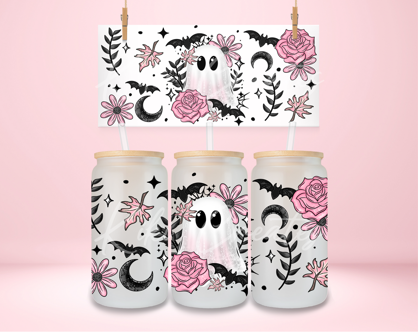 Ghost Pink Rose UVDTF Wrap