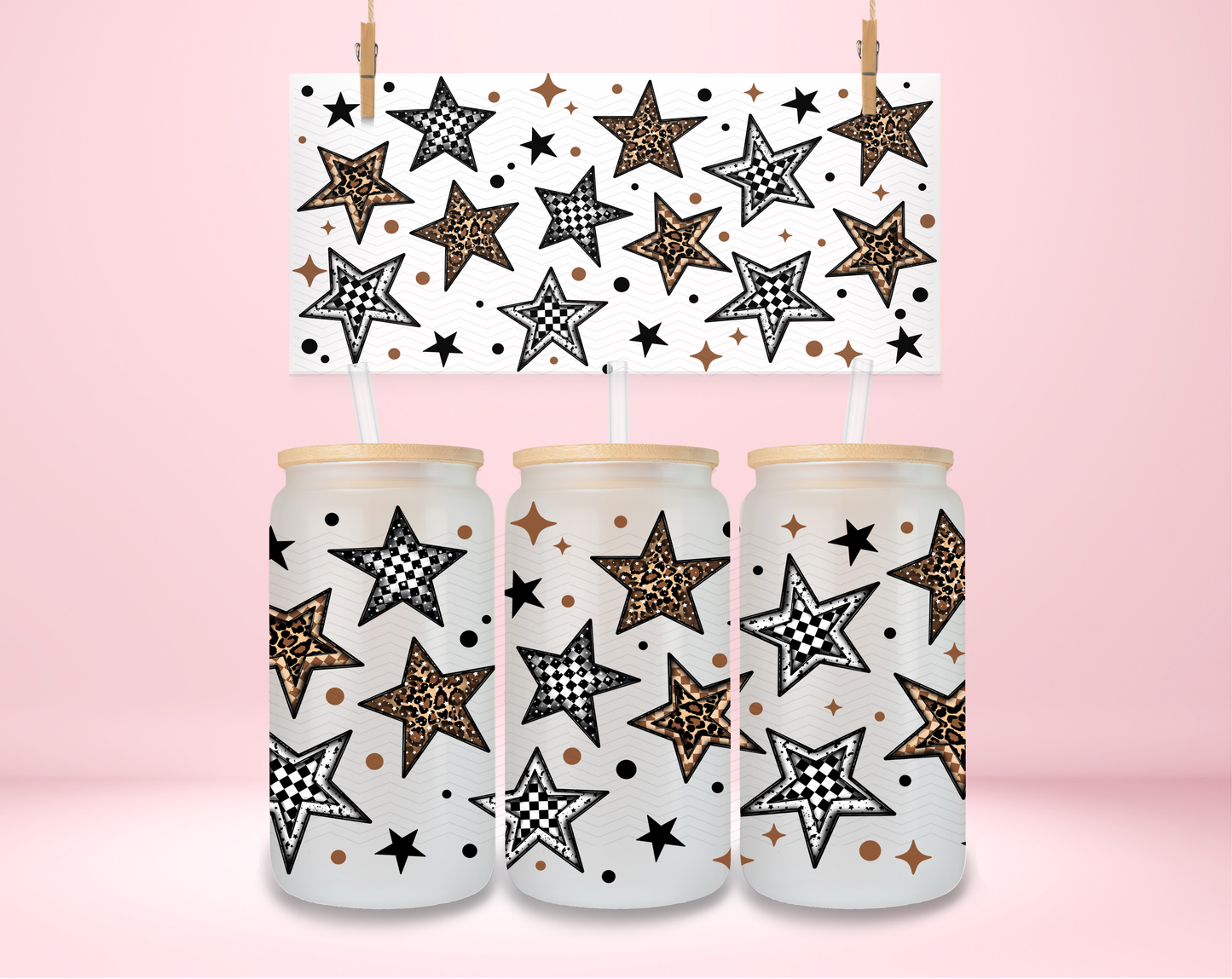 Leopard and Checkered Stars UVDTF Wrap