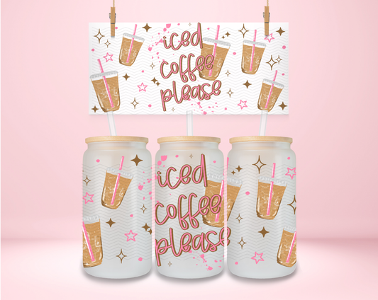 Iced Coffee Please Pink and Brown UVDTF Wrap