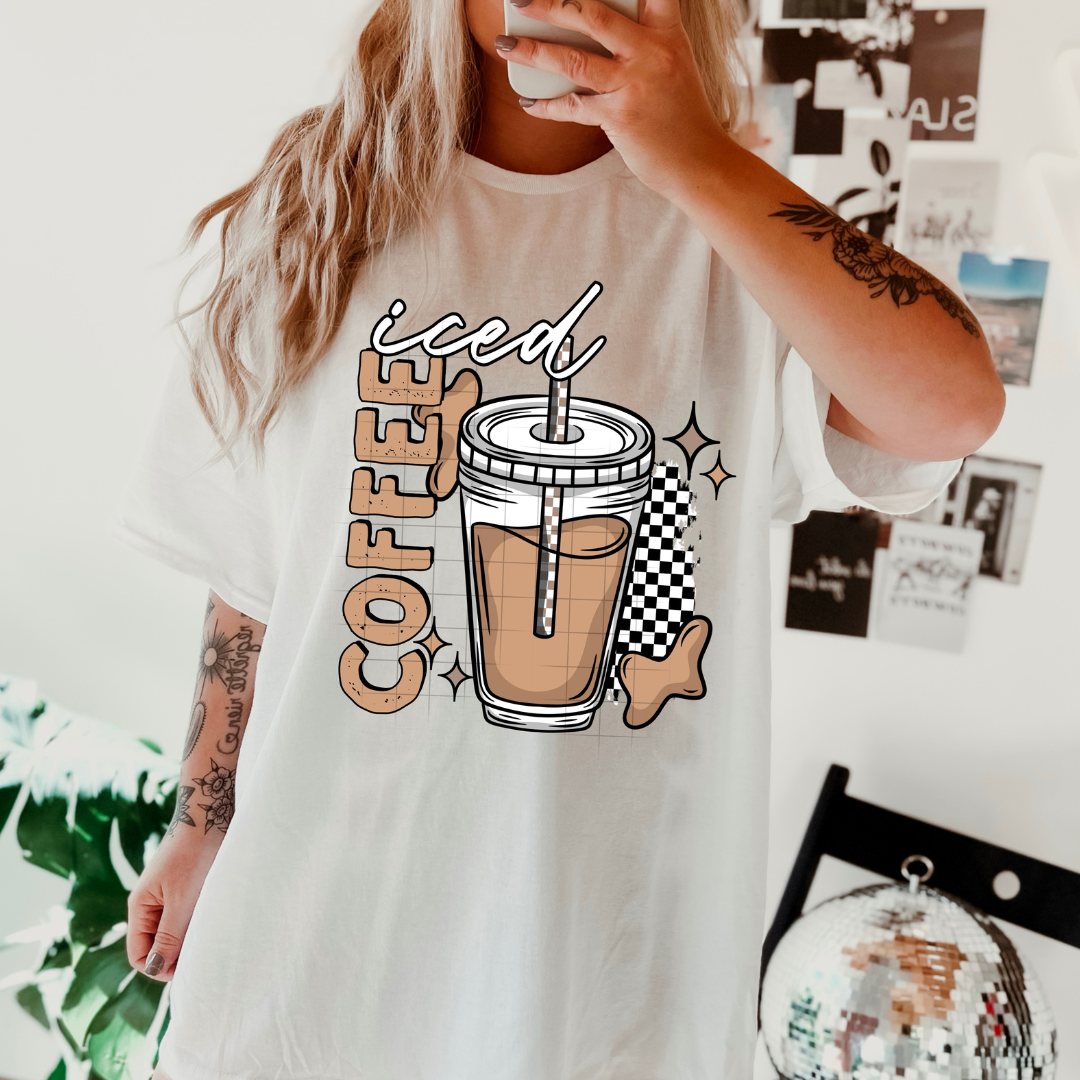 Iced Coffee Checkered DTF