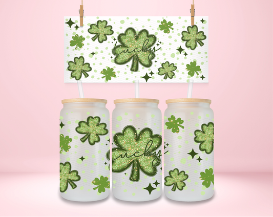 Green and Gold Lace Shamrocks UVDTF Wrap