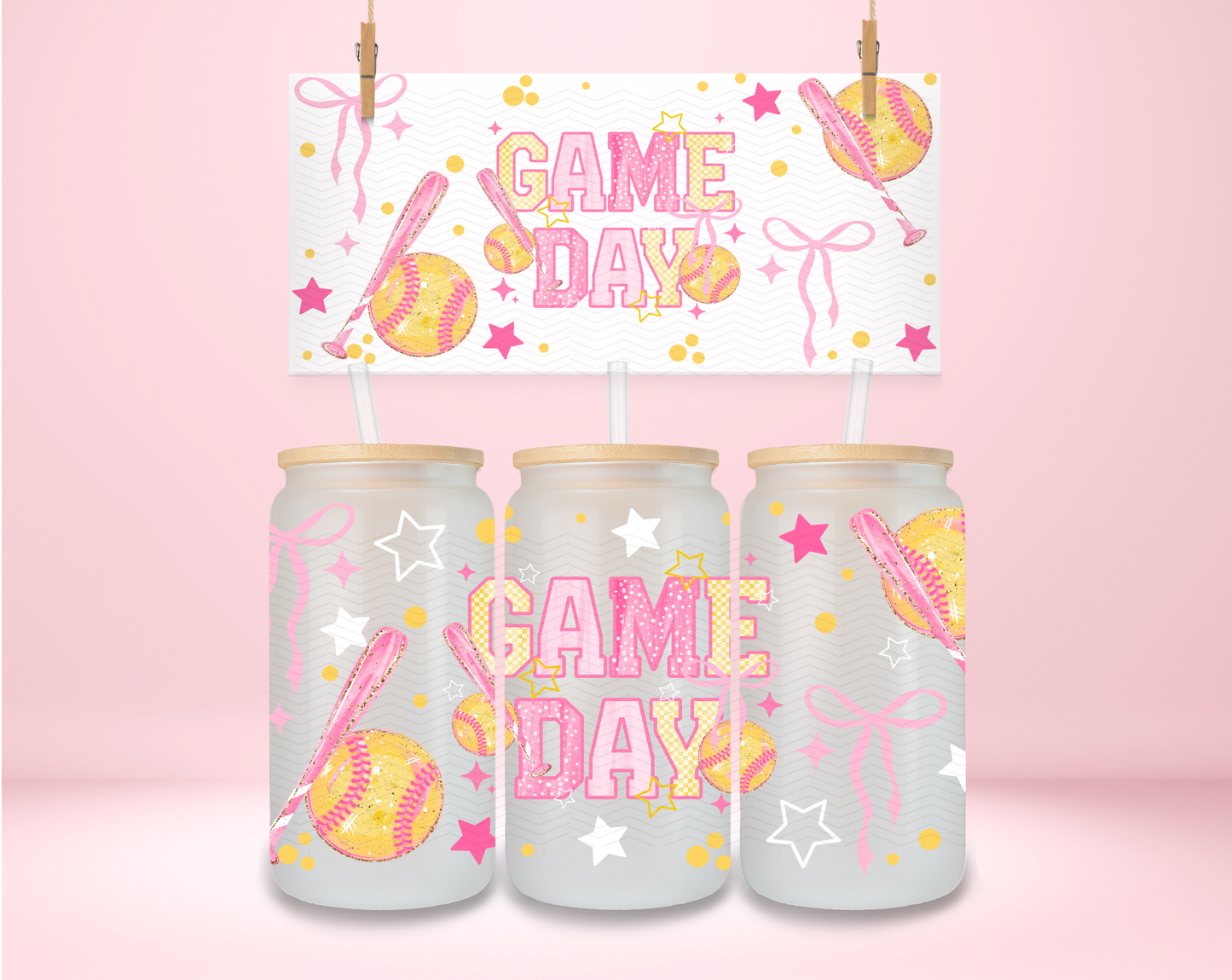 Girly Game Day Softball UVDTF Wrap