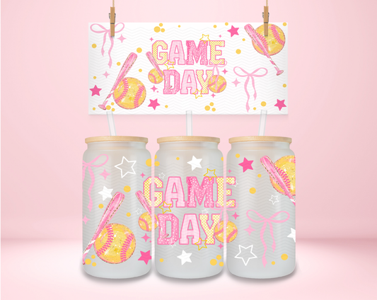 Girly Game Day Softball UVDTF Wrap