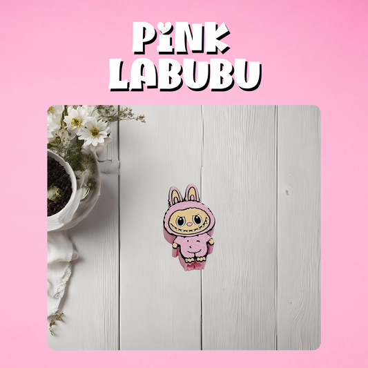 Pink Labubu 3D Straw Topper