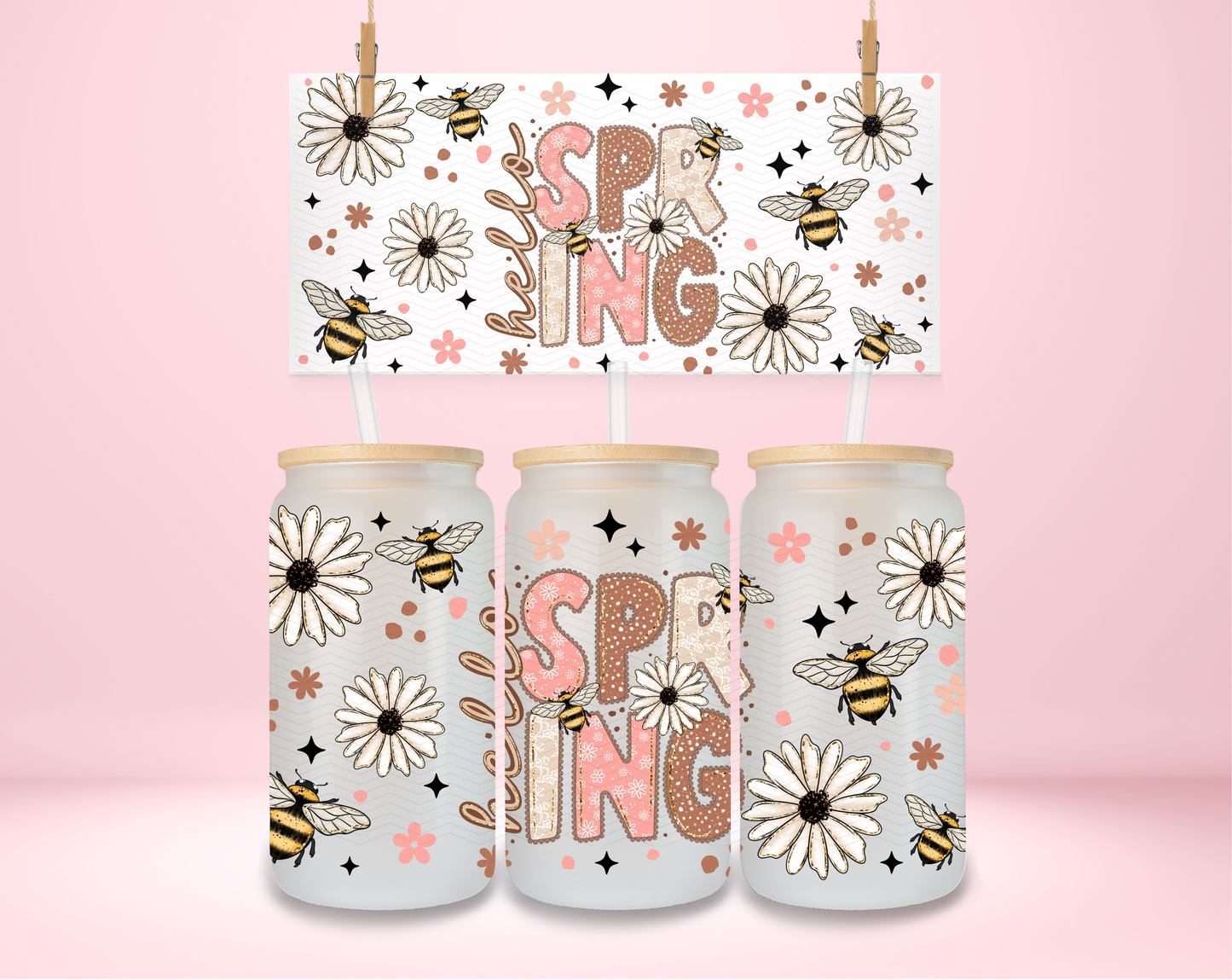 Hello Spring Flowers and Bees UVDTF Wrap