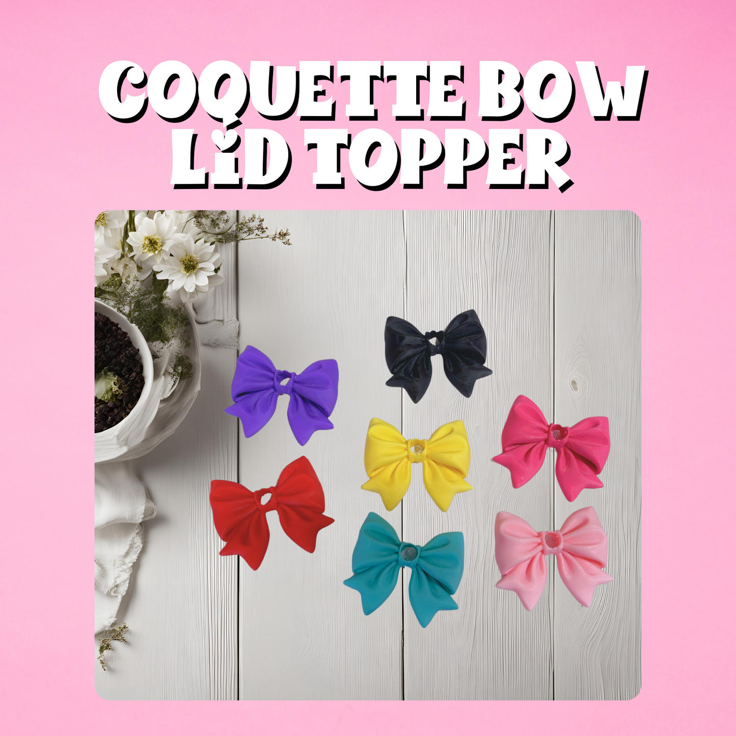 Coquette Bow 3D Lid Toppers