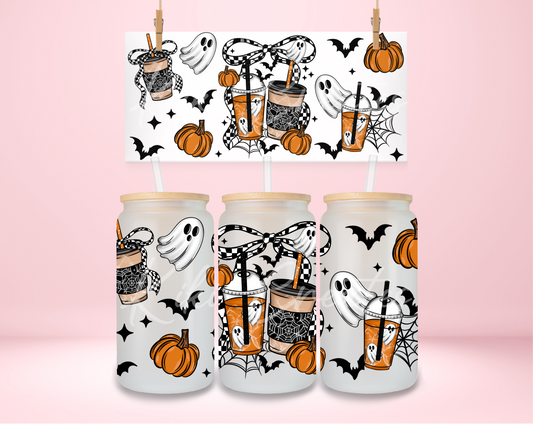 Halloween Coffee Checkered Bows UVDTF Wrap