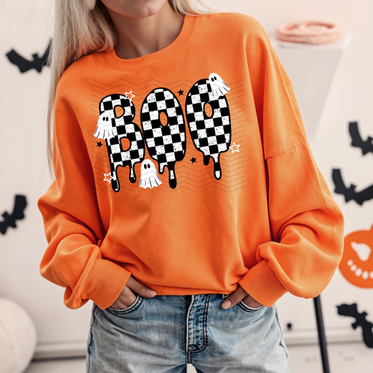 Boo Checker Drip DTF
