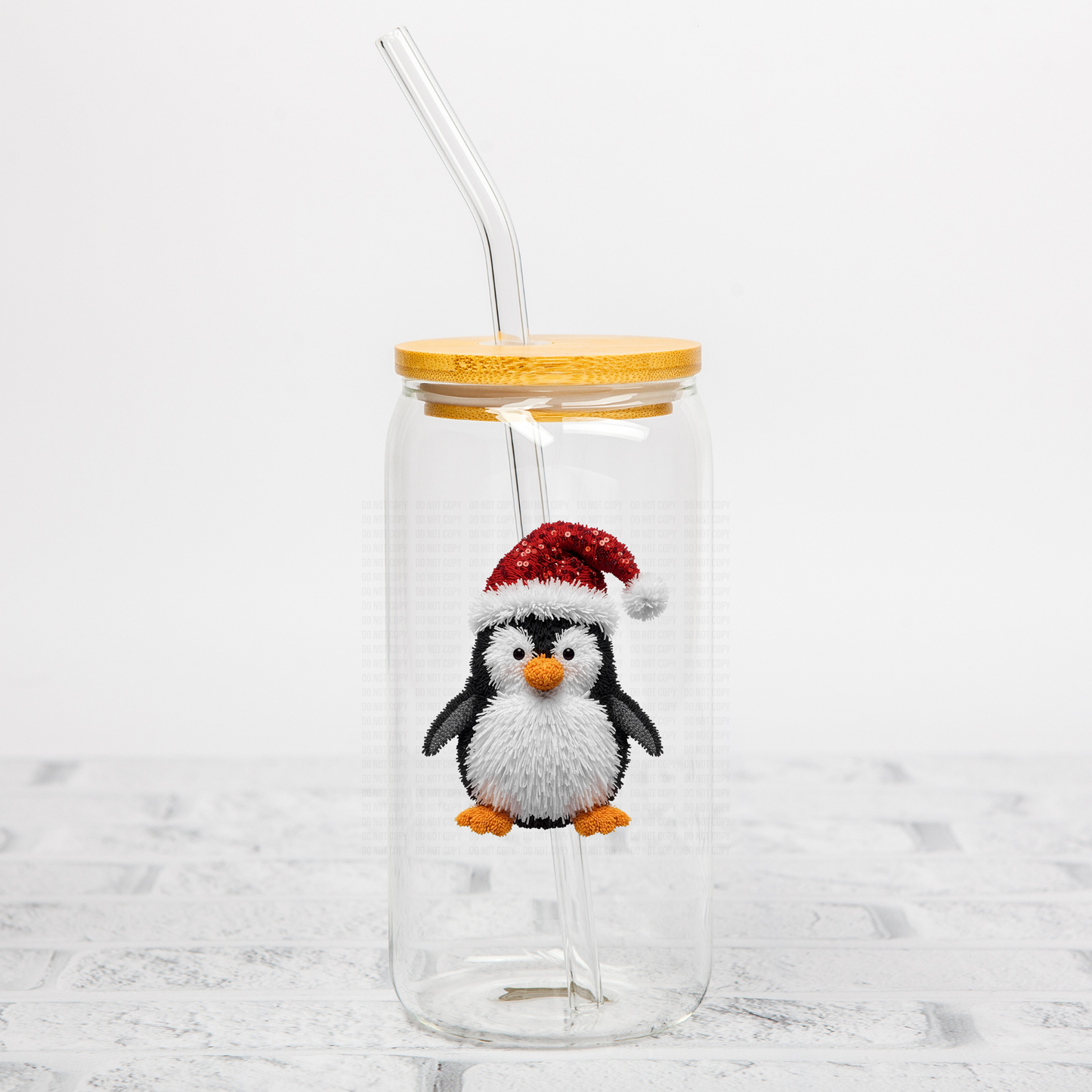 Santa Penguin Faux Yarn UVDTF Decal