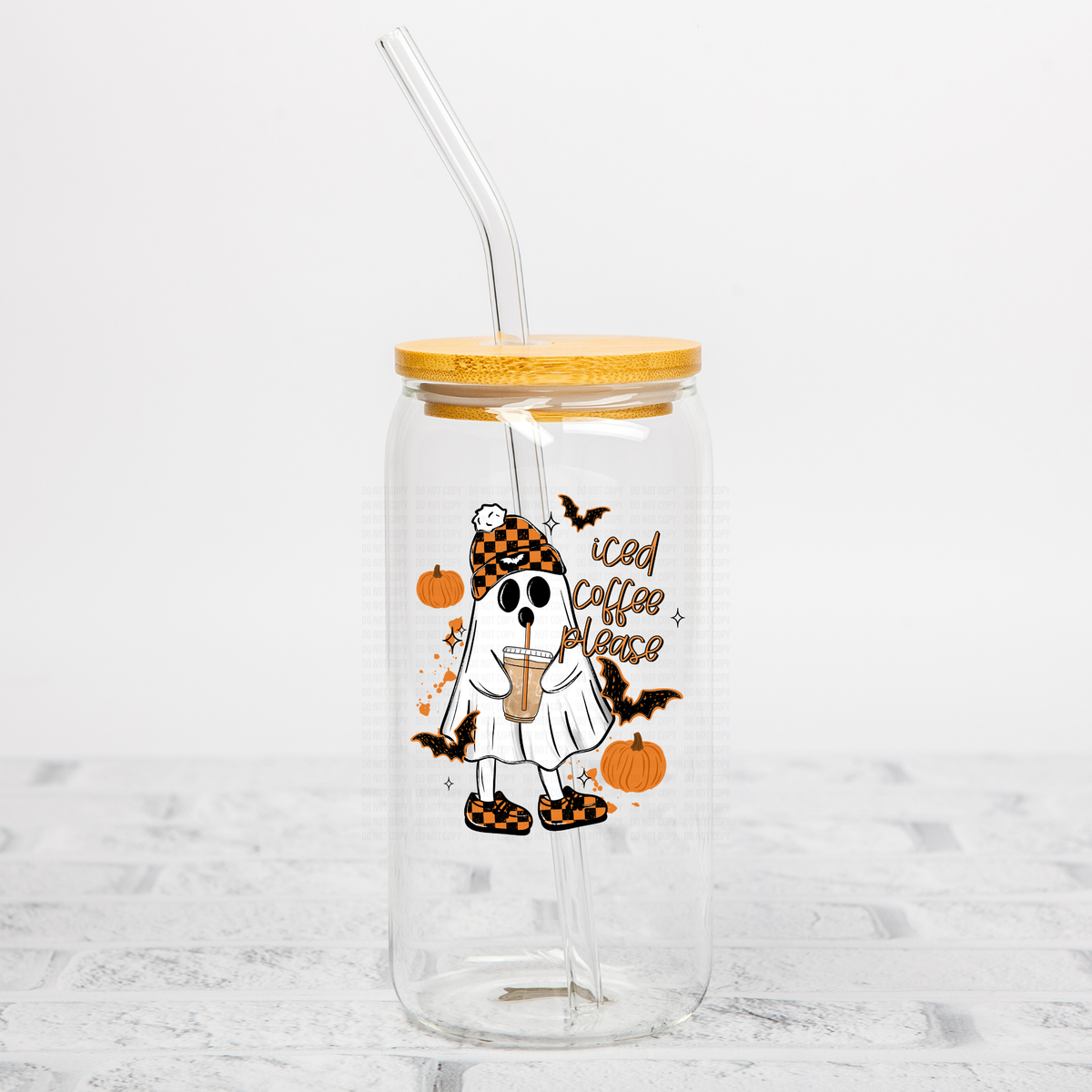 Iced Coffee Please Beanie Ghost UVDTF Decal