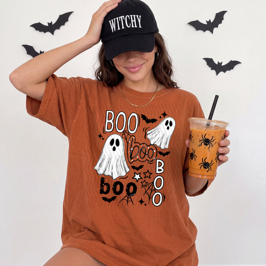 Boo Black and White Ghost Collage DTF