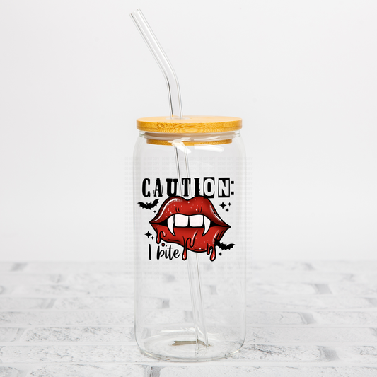 Caution I Bite UVDTF Decal