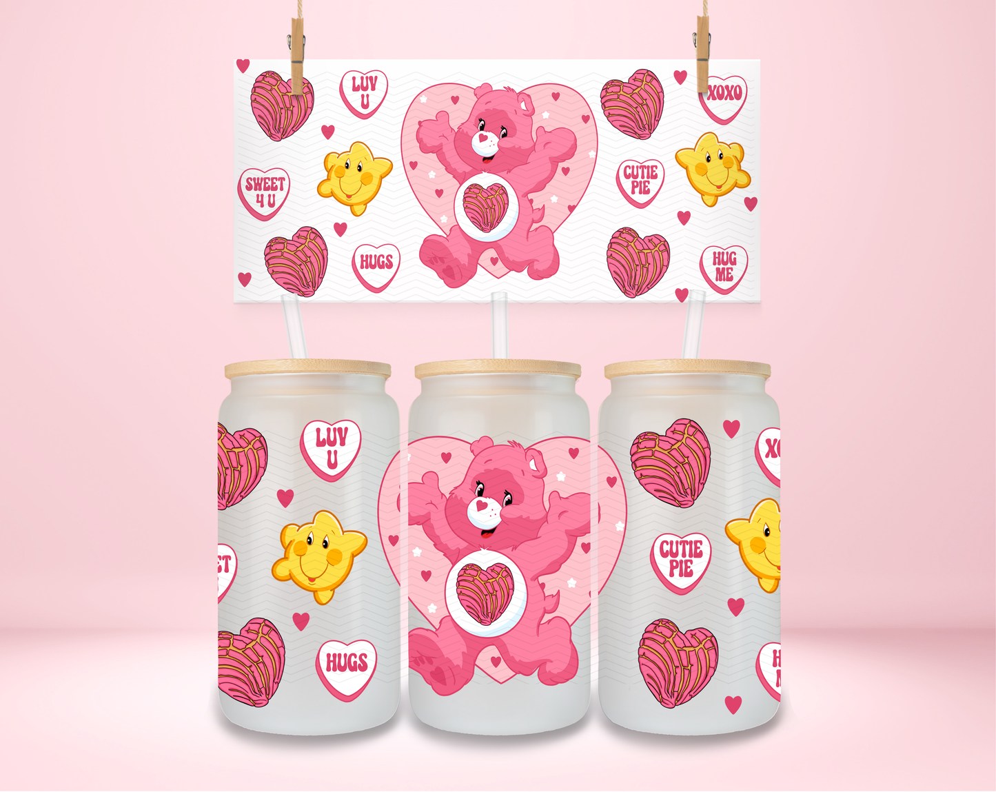 Pink Concha Love Bear UVDTF Wrap