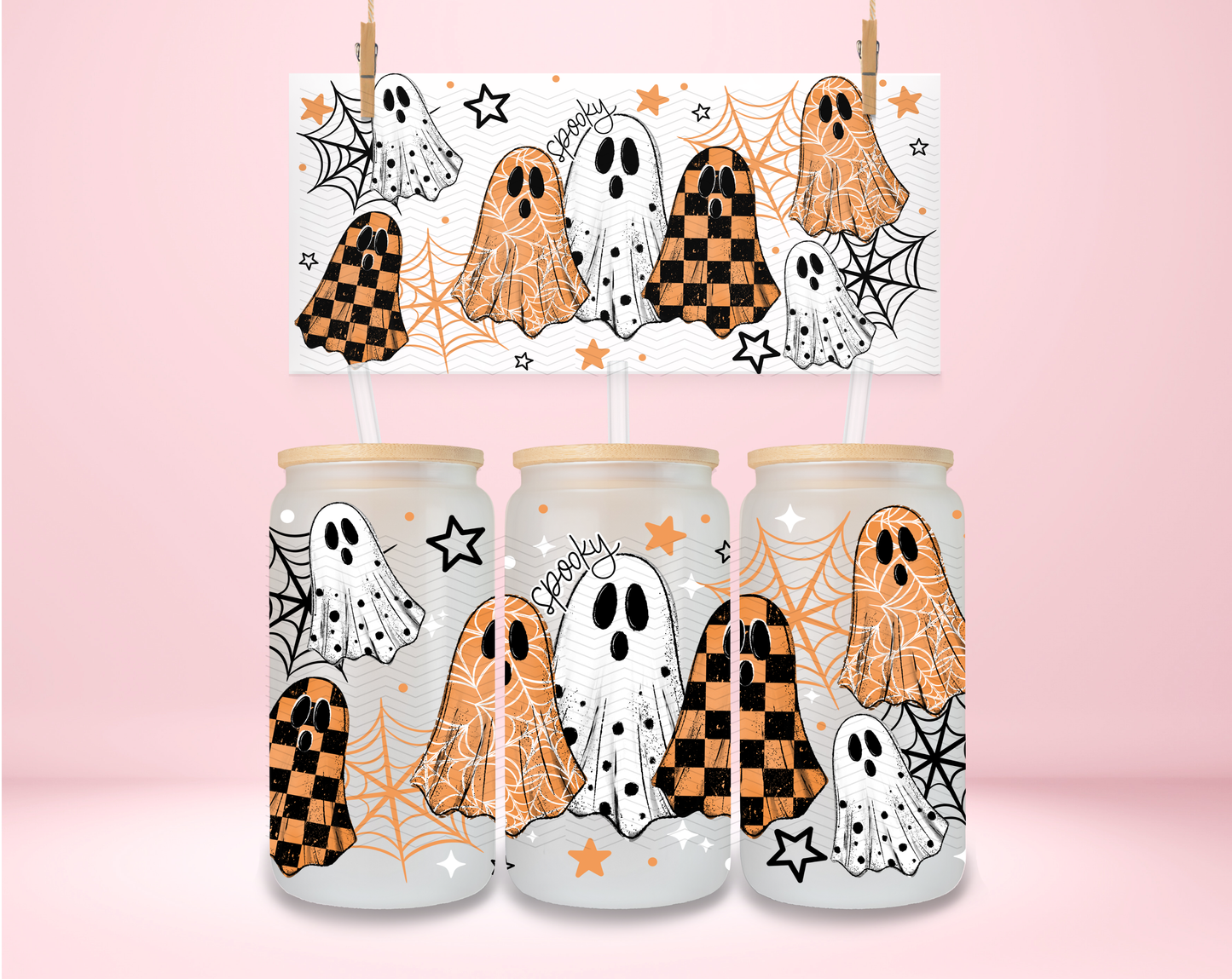 Spooky Orange Ghost UVDTF Wrap