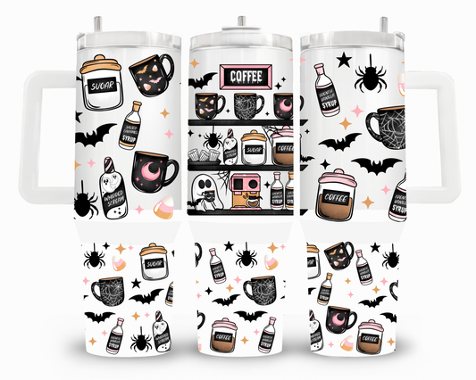 Spooky Coffee Bar 40oz UVDTF Wrap