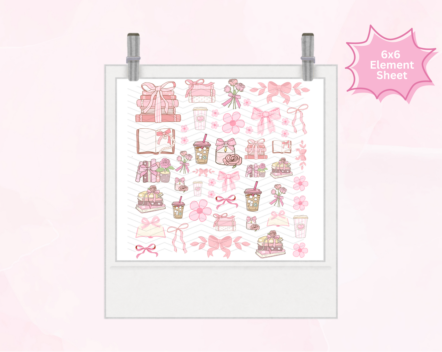 Bookish Coquette 6x6 UVDTF Element Sheet