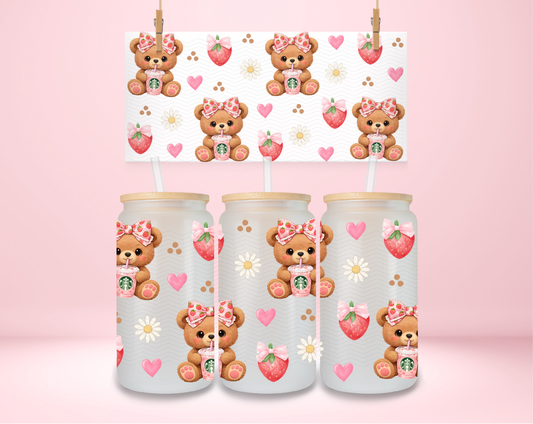 Pink Drink Teddy Bear UVDTF Wrap