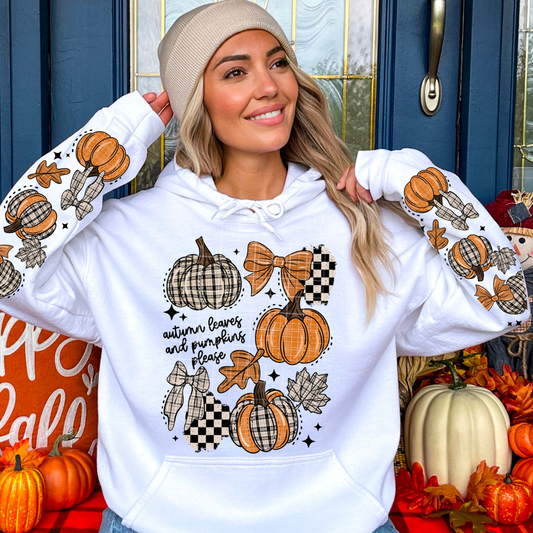 Autumn Leaves and Pumpkin Please W/Sleeves DTF