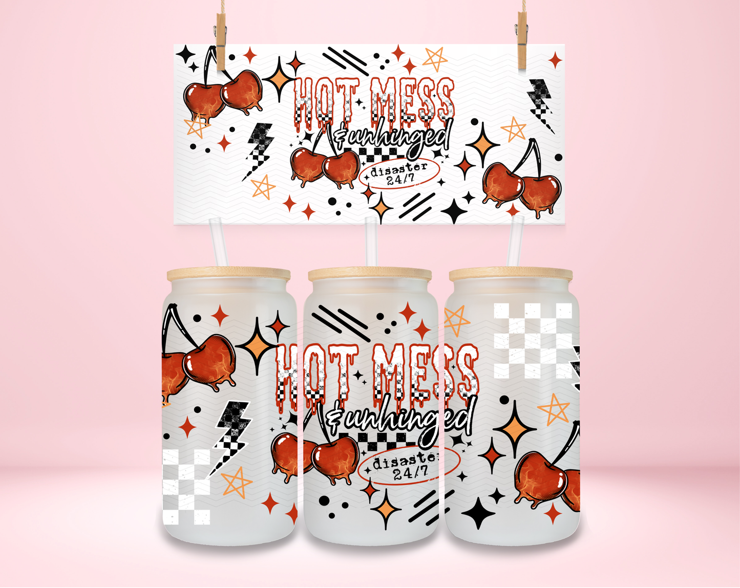 Hot Mess and Unhinged Cherries UVDTF Wrap