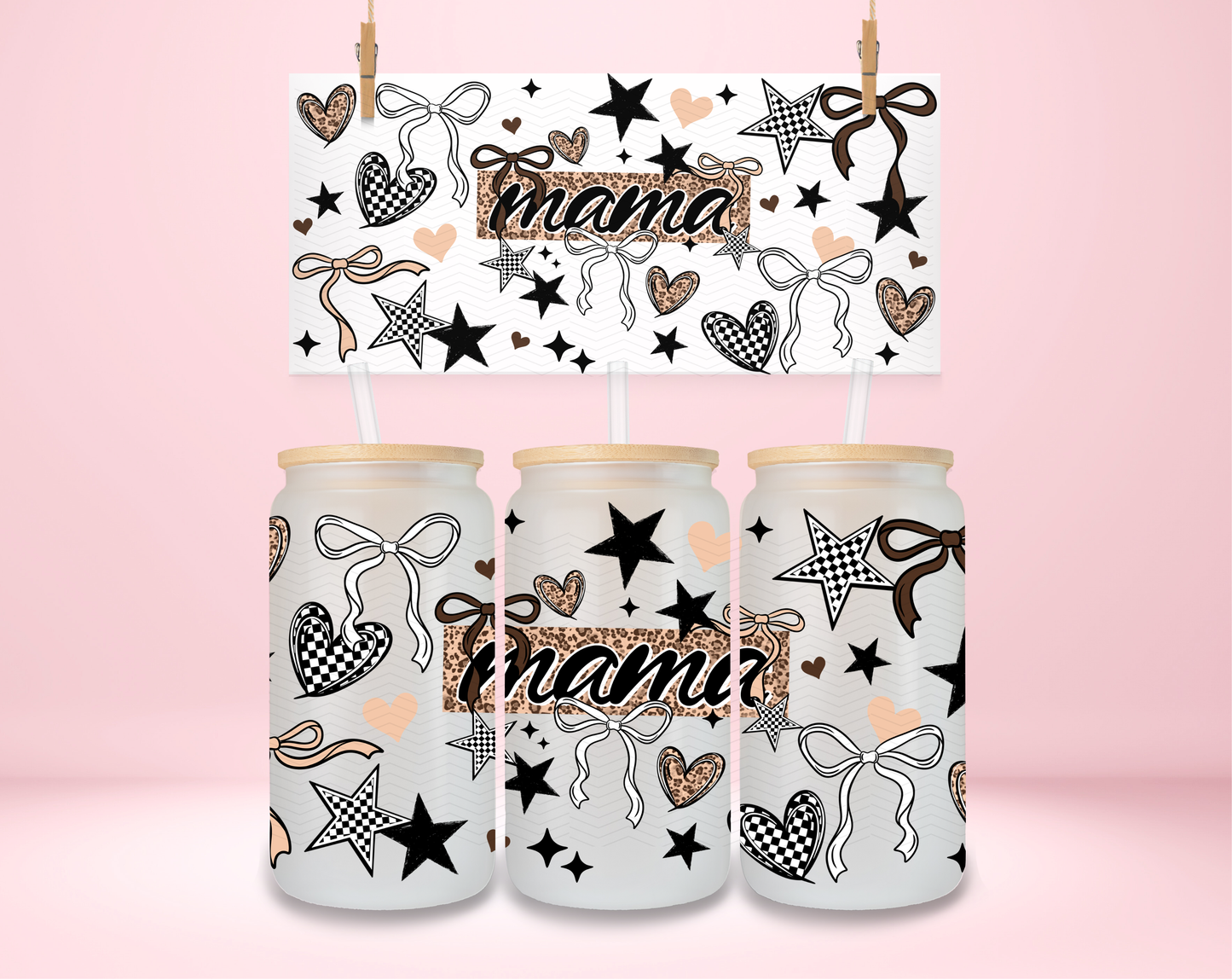 Mama Leopard Coquette Bows UVDTF Wrap