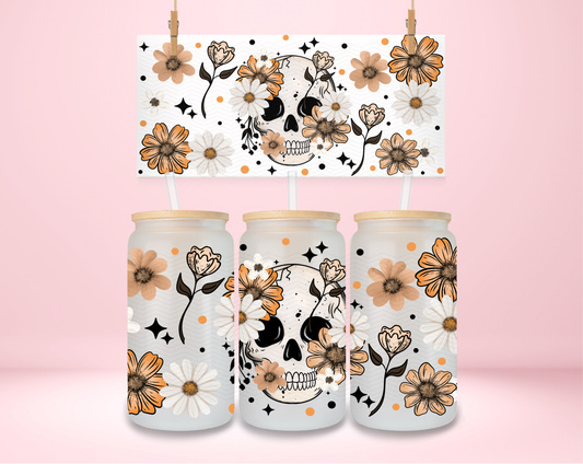 Orange and Tan Flower Skellie UVDTF Wrap