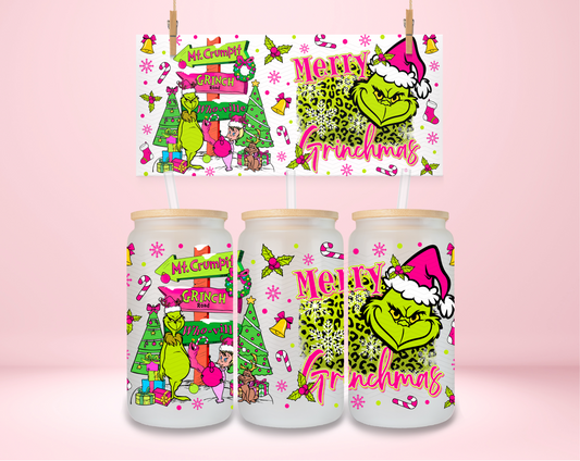 Pink Merry Grinchmas Double Sided UVDTF Wrap