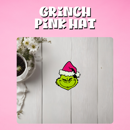 Grinch Pink Hat Straw Topper