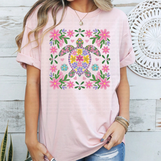 Floral Turtle DTF
