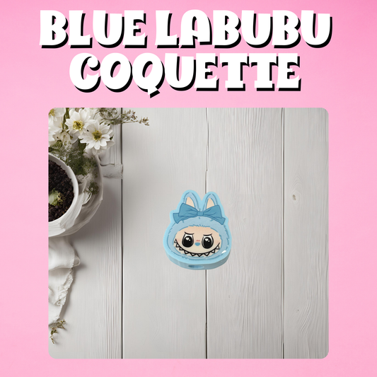 Blue Labubu Coquette 3D Straw Topper