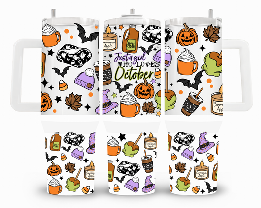 Just a Girl Who Loves October 40oz UVDTF Wrap