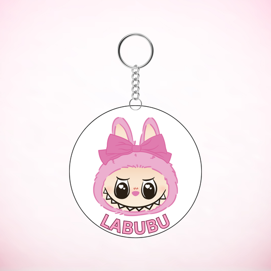 Pink Labubu Round Keychain UVDTF Decal