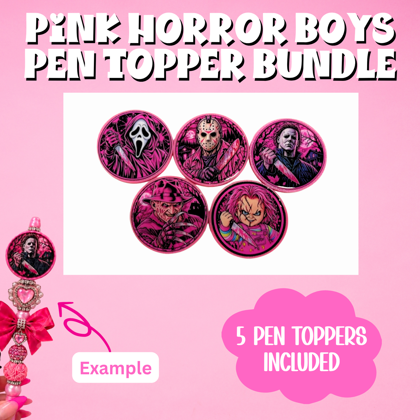 Pink Horror Boys Pen Topper Bundle