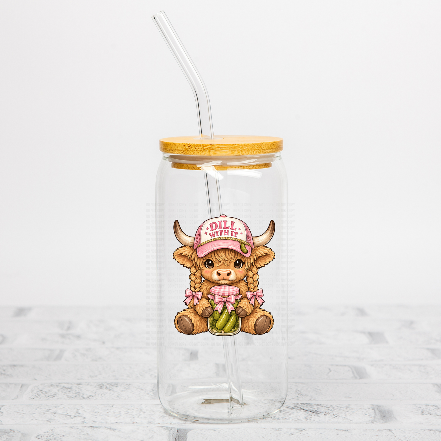 Dill With It Highland Cow UVDTF Decal