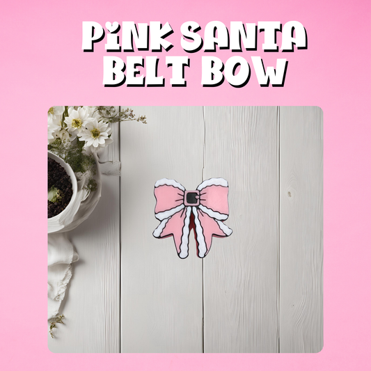 Pink Santa Belt Bow Straw Topper