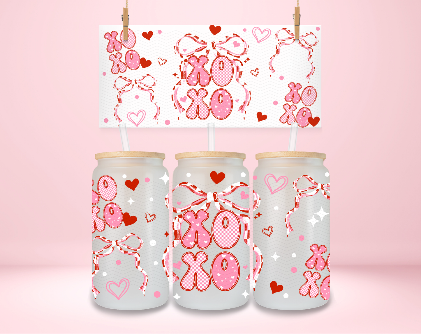 XOXO Checkered Coquette UVDTF Wrap