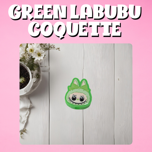 Green Labubu Coquette 3D Straw Topper