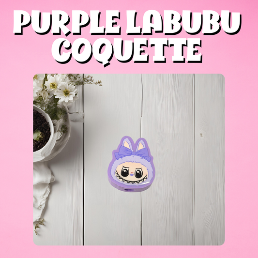 Purple Labubu Coquette 3D Straw Topper