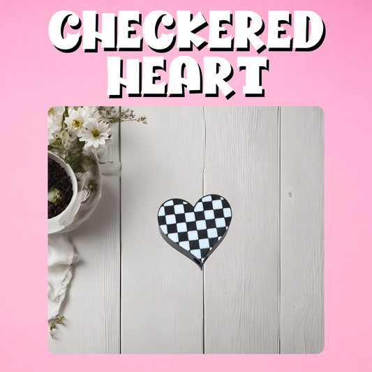 Checkered Heart 3D Straw Topper