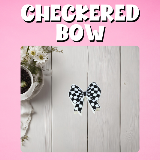 Checkered Bow 3D Straw Topper
